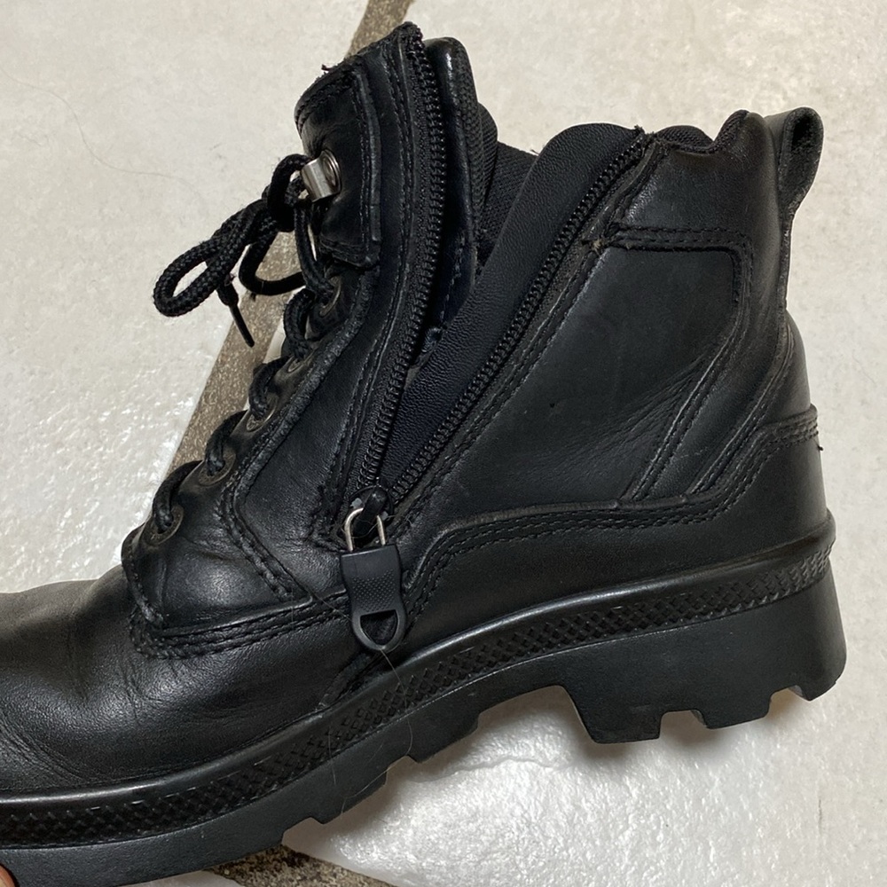 Harley-Davidson Black Leather Ankle Boots Lace-Up Durable, side sipper. - Picture 7 of 12